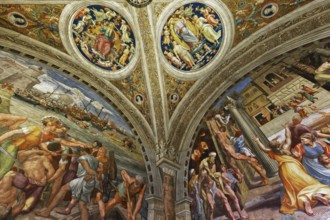 VATICAN CITY, VATICAN, JUNE 15, 2015 : interiors and architectural details of Raphael rooms in