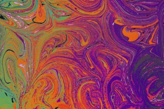 Beautiful abstract art of Ebru marbling painting techniques on water