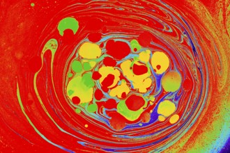 Beautiful abstract art of Ebru marbling painting techniques on water with paints