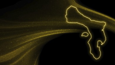 Map of Caribbean Netherlands, Gold glitter map on dark background