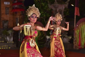 Performers of Balinese dance, an ancient dance tradition in Bali island, Indonesia