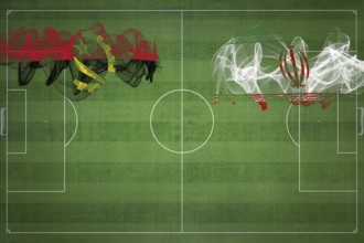 Angola vs Iran Soccer Match, national colors, national flags, soccer field, football game,