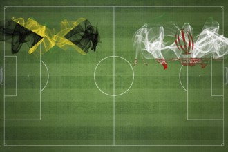 Jamaica vs Iran Soccer Match, national colors, national flags, soccer field, football game,