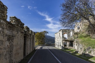 Lost place, abandoned houses and ruins in the ghost village, Gairo Vecchio, Gairo, Ogliastra,