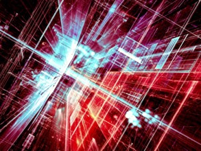 Abstract future technology background - computer-generated image. Fractal art: glass room or street