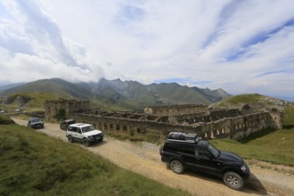 Off-road vehicle tour on the former military track on the French-Italian border Ligurian border