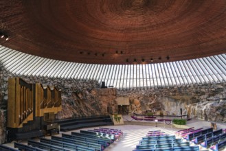 Temppeliaukio rock church famous modern architecture landmark interior in helsinki finland