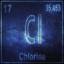 Chlorine chemical element, Sign with atomic number and atomic weight, Periodic Table Element