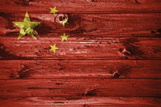China flag on wooden planks background wood flag
