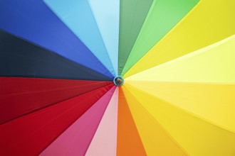 Open multicolored umbrella background