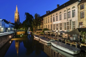 The canal during sunset at the Rozenhoedkaai, Bruges, Belgium, July 2017