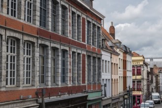 Tournai Doornik, Walloon Region Belgium, 08 14 2019 Facades of residential and commercial buildings