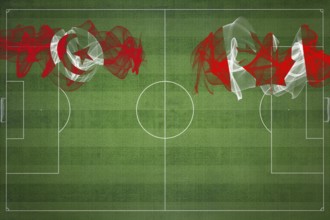 Tunisia vs Canada Soccer Match, national colors, national flags, soccer field, football game,