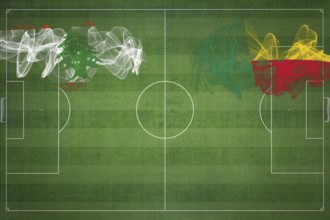 Lebanon vs Benin Soccer Match, national colors, national flags, soccer field, football game,