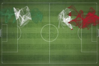 Nigeria vs Bahrain Soccer Match, national colors, national flags, soccer field, football game,