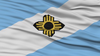 Closeup Madison Flag, Capital of Wisconsin State, Flying in the Wind