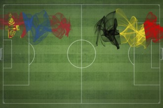Mongolia vs Belgium Soccer Match, national colors, national flags, soccer field, football game,