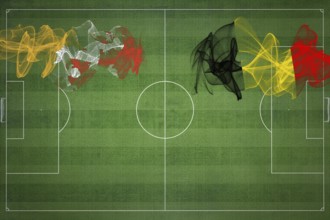 Bhutan vs Belgium Soccer Match, national colors, national flags, soccer field, football game,