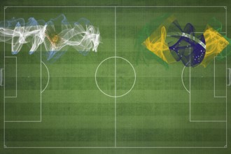 Argentina vs Brazil Soccer Match, national colors, national flags, soccer field, football game,