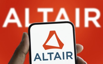 Dhaka, Bangladesh- 19 Jan 2025: altair logo is displayed on smartphone. Altair Engineering Inc. is