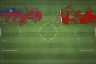 Samoa vs Belarus Soccer Match, national colors, national flags, soccer field, football game,