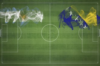 Argentina vs Bosnia and Herzegovina Soccer Match, national colors, national flags, soccer field,