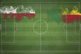 Poland vs Benin Soccer Match, national colors, national flags, soccer field, football game,