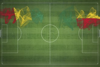 Guinea vs Benin Soccer Match, national colors, national flags, soccer field, football game,