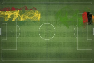 Bolivia vs Zambia Soccer Match, national colors, national flags, soccer field, football game,