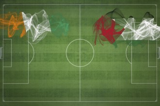 Ivory Coast vs Palestine Soccer Match, national colors, national flags, soccer field, football