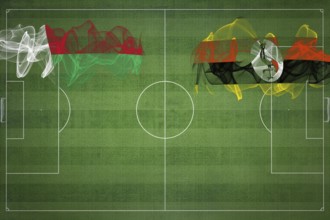 Madagascar vs Uganda Soccer Match, national colors, national flags, soccer field, football game,