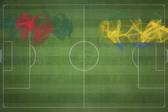 Bangladesh vs Gabon Soccer Match, national colors, national flags, soccer field, football game,
