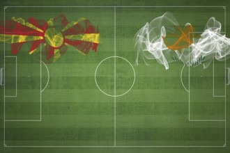 North Macedonia vs Cyprus Soccer Match, national colors, national flags, soccer field, football