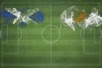 Scotland vs Cyprus Soccer Match, national colors, national flags, soccer field, football game,