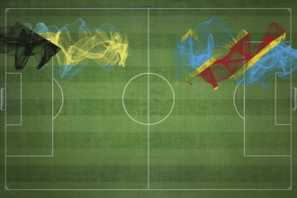 Bahamas vs DR Congo Soccer Match, national colors, national flags, soccer field, football game,