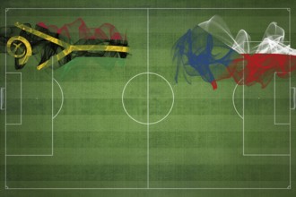 Vanuatu vs Czech Republic Soccer Match, national colors, national flags, soccer field, football