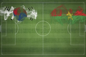 South Korea vs Burkina Faso Soccer Match, national colors, national flags, soccer field, football