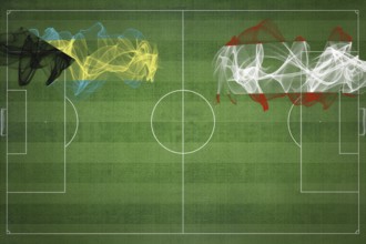 Bahamas vs Austria Soccer Match, national colors, national flags, soccer field, football game,