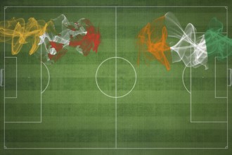 Bhutan vs Ivory Coast Soccer Match, national colors, national flags, soccer field, football game,