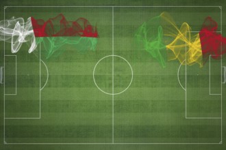 Madagascar vs Mali Soccer Match, national colors, national flags, soccer field, football game,