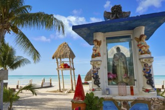 Holbox Island virgin statue in Quintana Roo of Mexico