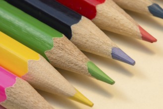 Abstract composition of a set wooden colour pencils