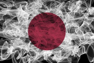 Japan Smoke Flag on Black Background, Japan flag