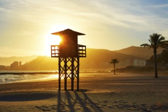 Cullera Playa los Olivos beach sunset in Mediterranean Valencia at Spain
