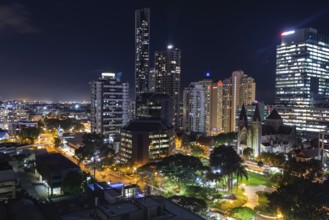 The illuminated skyline of Brisbane at night