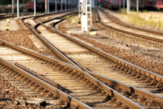 Track with points in a railway station
