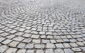 Paving stones in pedestrian zone, symbol for path construction, structure, background Austria