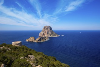 Ibiza Es Vedra view from Torre des Savinar Tower San Jose in Balearic Islands