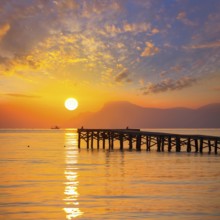 Majorca Muro beach sunrise in Alcudia Bay Mallorca at Balearic Islands of Spain