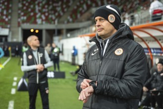 LUBIN, POLAND - MARCH 1, 2025: Football match between KGHM Zaglebie Lubin vs Piast Gliwice. Head